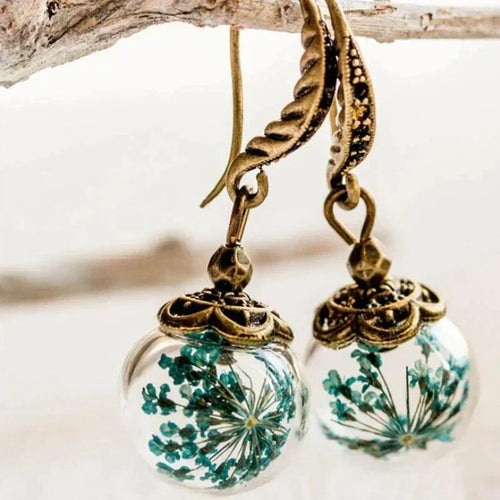 Boucles d'Oreilles Vintage Florales en Or Ancien