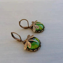 Boucles d'oreilles sphériques de libellule en or ancien