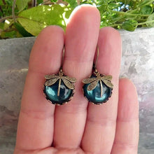 Boucles d'oreilles sphériques de libellule en or ancien