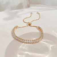 Bracelet ajustable en zircon cubique en or et argent