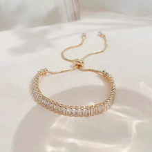 Bracelet ajustable en zircon cubique en or et argent