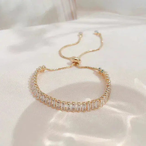 Bracelet ajustable en zircon cubique en or et argent