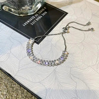 Bracelet ajustable en zircon cubique en or et argent