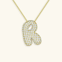 Collier en Diamants avec Initiale en Bulle