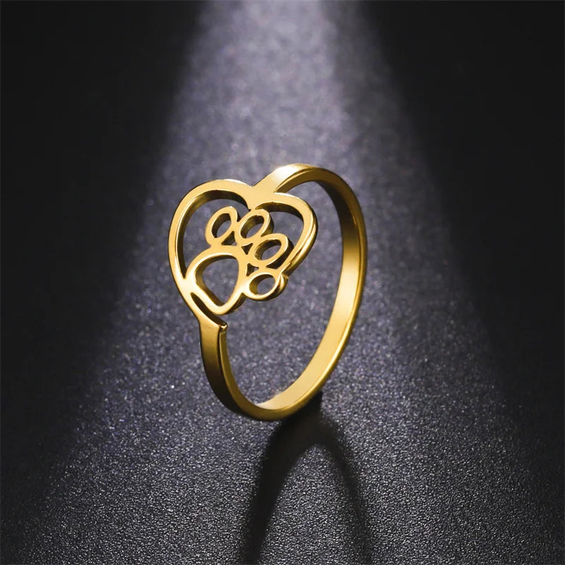 Bague Cœur et Patte (Ajustable)
