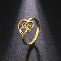 Bague Cœur et Patte (Ajustable)