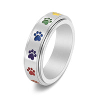 Bague Rotative Antistress Avec Empreintes Arc-en-Ciel En Acier Inoxydable