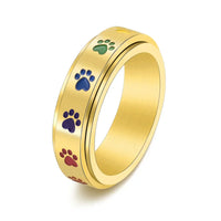 Bague Rotative Antistress Avec Empreintes Arc-en-Ciel En Acier Inoxydable