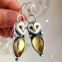 Boucles d'Oreilles Pendantes Hibou Boho