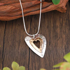 Collier avec Pendentif en Cœur Vintage en Argent et Or