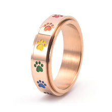 Bague Rotative Antistress Avec Empreintes Arc-en-Ciel En Acier Inoxydable