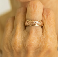 Bague vintage avec fleur rose dorée