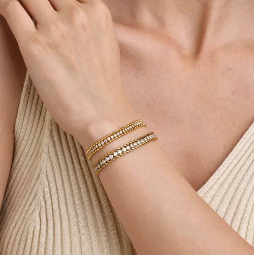 Bracelet en acier inoxydable avec chaîne de zircon