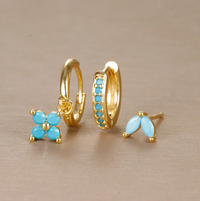 Ensemble de boucles d'oreilles Fleur avec diamants