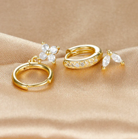 Ensemble de boucles d'oreilles Fleur avec diamants