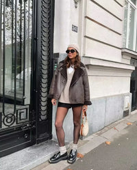 Auralith | Veste d'hiver à col large et fermeture boutonnée pour femme
