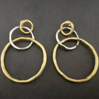 Boucles d'oreilles créoles vintage en or et argent