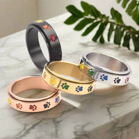 Bague Rotative Antistress Avec Empreintes Arc-en-Ciel En Acier Inoxydable