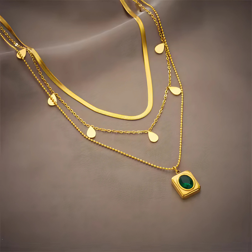 Collier Set Serenna Or et Émeraude