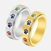 Bague Rotative Antistress Avec Empreintes Arc-en-Ciel En Acier Inoxydable