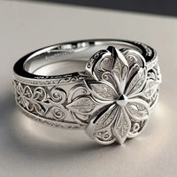 Bague Exotique Florale en Or avec Zirconia | Or
