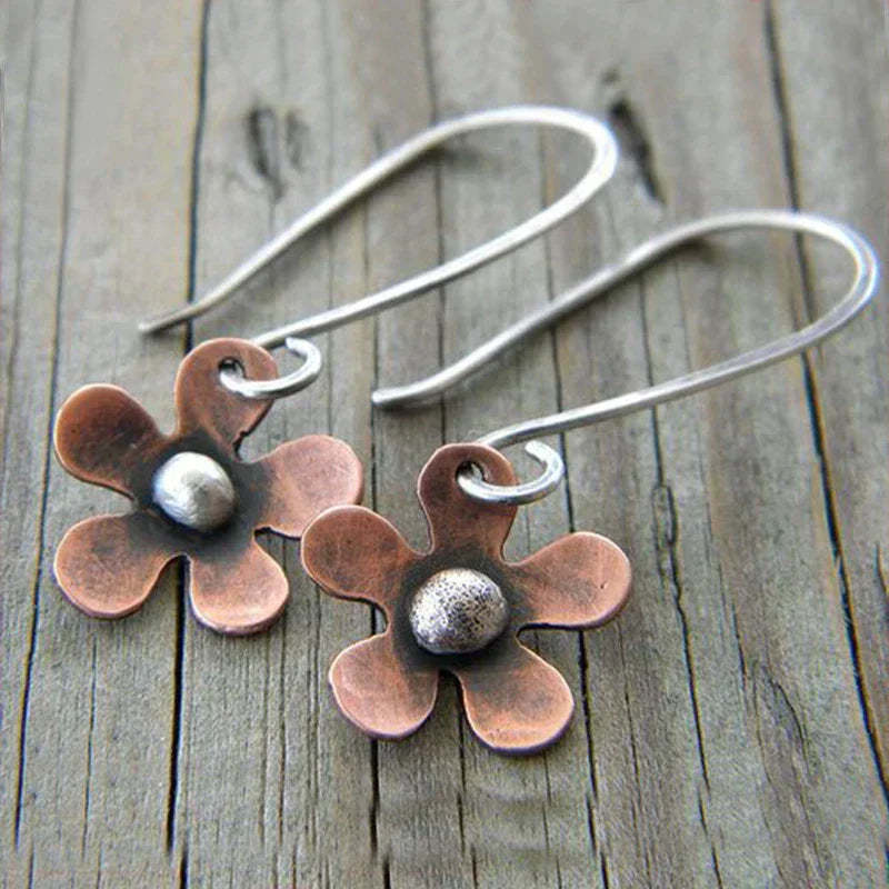 Boucles d'oreilles Vintage Flower en argent