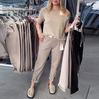 Pantalon Uni Décontracté Droit