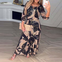 Robe Élégante Manche Trois-Quarts Imprimée Taille