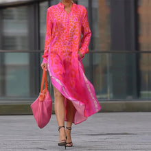 Robe Manches Longues Imprimé Léopard Fente