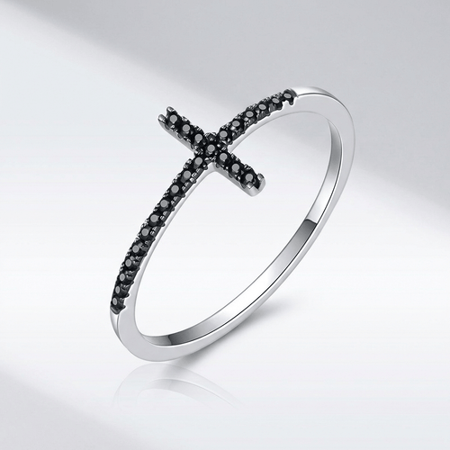BAGUE BRILLANTE CROIX EN ARGENT
