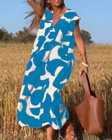 Robe avec imprimé et col en V
