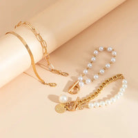 Ensemble de 4 Bracelets – Serpent, Perles & Maillons | Or