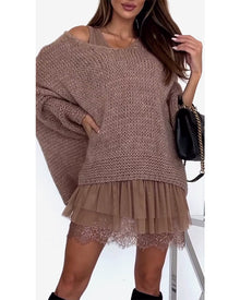 Robe Ample À Manches Longues Et Épaules Dénudées