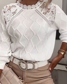 Pull Garniture Dentelle Mode Patchwork