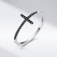 BAGUE BRILLANTE CROIX EN ARGENT
