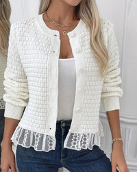 Manteau Manches Longues Pull À Panneaux De Dentelle
