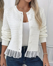 Manteau Manches Longues Pull À Panneaux De Dentelle