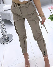 Pantalon Cargo Uni Fermeture Éclair