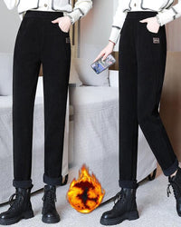Pantalon Taille Haute Chaud avec Doublure en Laine