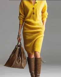 Robe pull décontractée de couleur unie pour l'automne et l'hiver