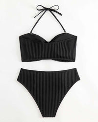 Maillot De Bain Halter Uni Rayé