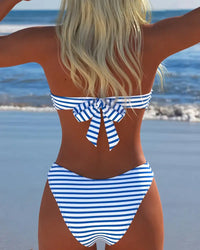 Maillot De Bain Haute Taille Rayé Triangle Deux Pièces