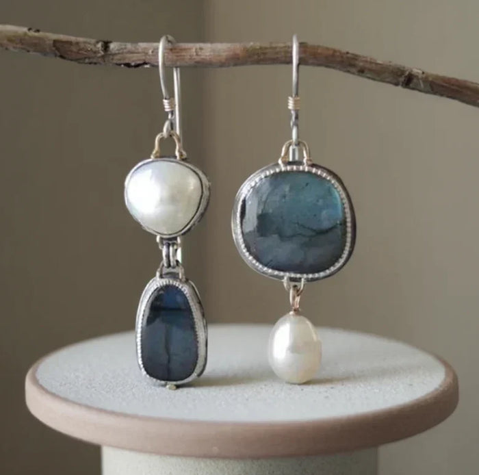 Boucles d'oreilles en pierre bleue naturelle