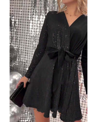 Robe à lacets Sexy Décolleté Enveloppé Paillettes Velours