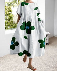 Robe ample imprimée à manches courtes
