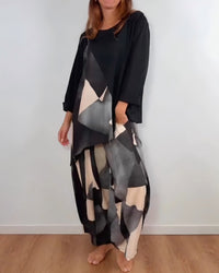 Ensemble Deux-Pièces Imprimé Géométrique Décontracté Pantalon Large