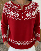 Pull Flocon De Neige Jacquard Demi-Ouvert