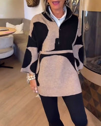 Pull À Demi-Zip Avec Col Montant Tendance
