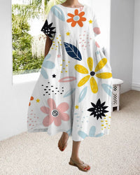 Robe ample imprimée à manches courtes