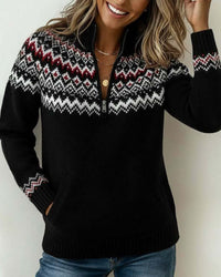 Pull Vintage Demi-Zippé Col